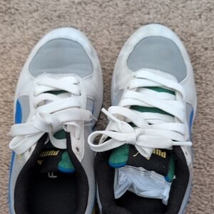 Puma Kids' White, Blue, and Green Sneakers